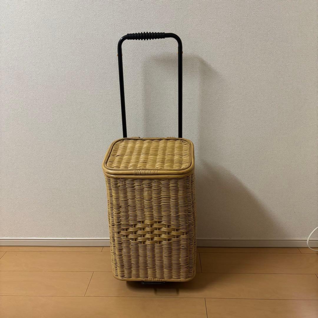 ラタン 籐 ショッピングカート 買い物カート バスケット キャリー