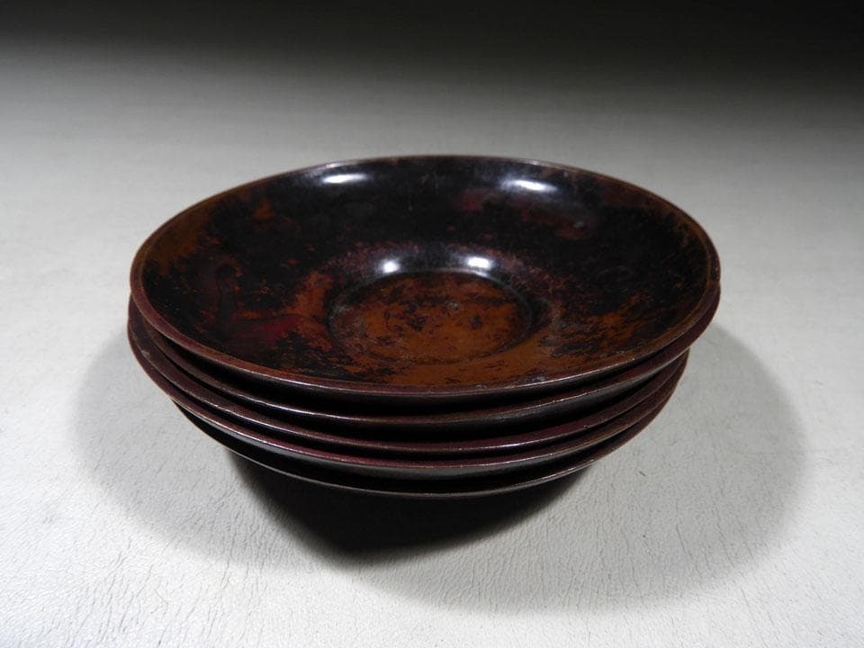 ●無銘名品 伝 初代 二代 重弘 造りか 古銅 斑紫銅無地 五客 本間琢斎彷彿