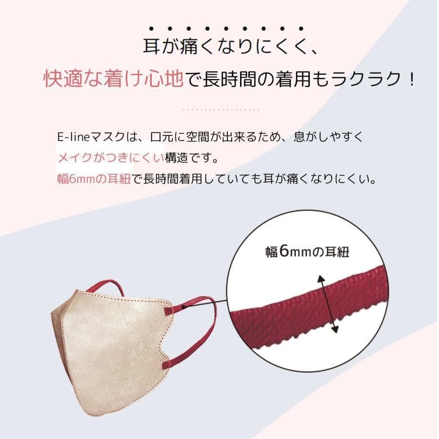 マロンマスク習慣【E-Lineマスク】『ベージュレッド』大きめ39枚×5箱