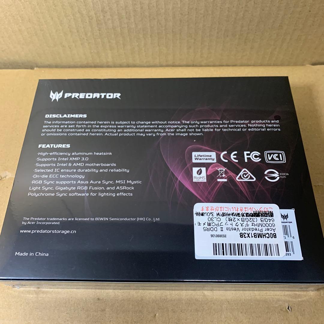 Acer Predator VestaⅡ RGB DDR5-6000 64GB
