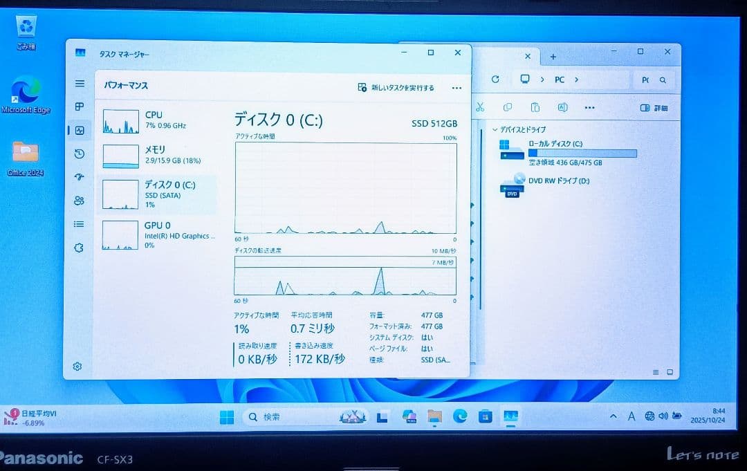 Panasonic Let'snote Corei7 メモリ16GB SSD