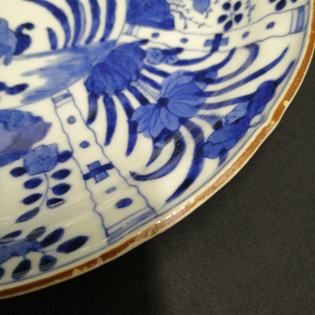 美品　古伊万里　染付 芙蓉手　 角福　大皿　アンティーク
