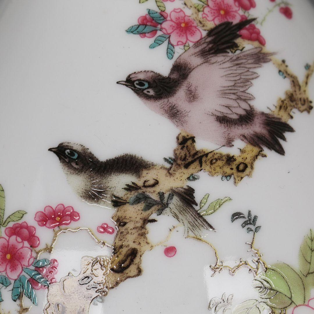 パステル花鳥紋玉壺春瓶 花瓶 景徳鎮陶磁器 装飾品 現代工芸品 美術品 置物