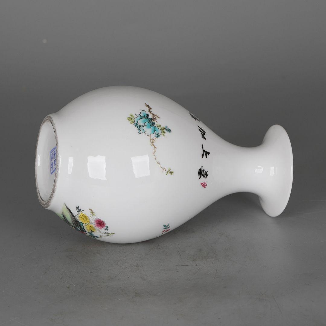 パステル花鳥紋玉壺春瓶 花瓶 景徳鎮陶磁器 装飾品 現代工芸品 美術品 置物