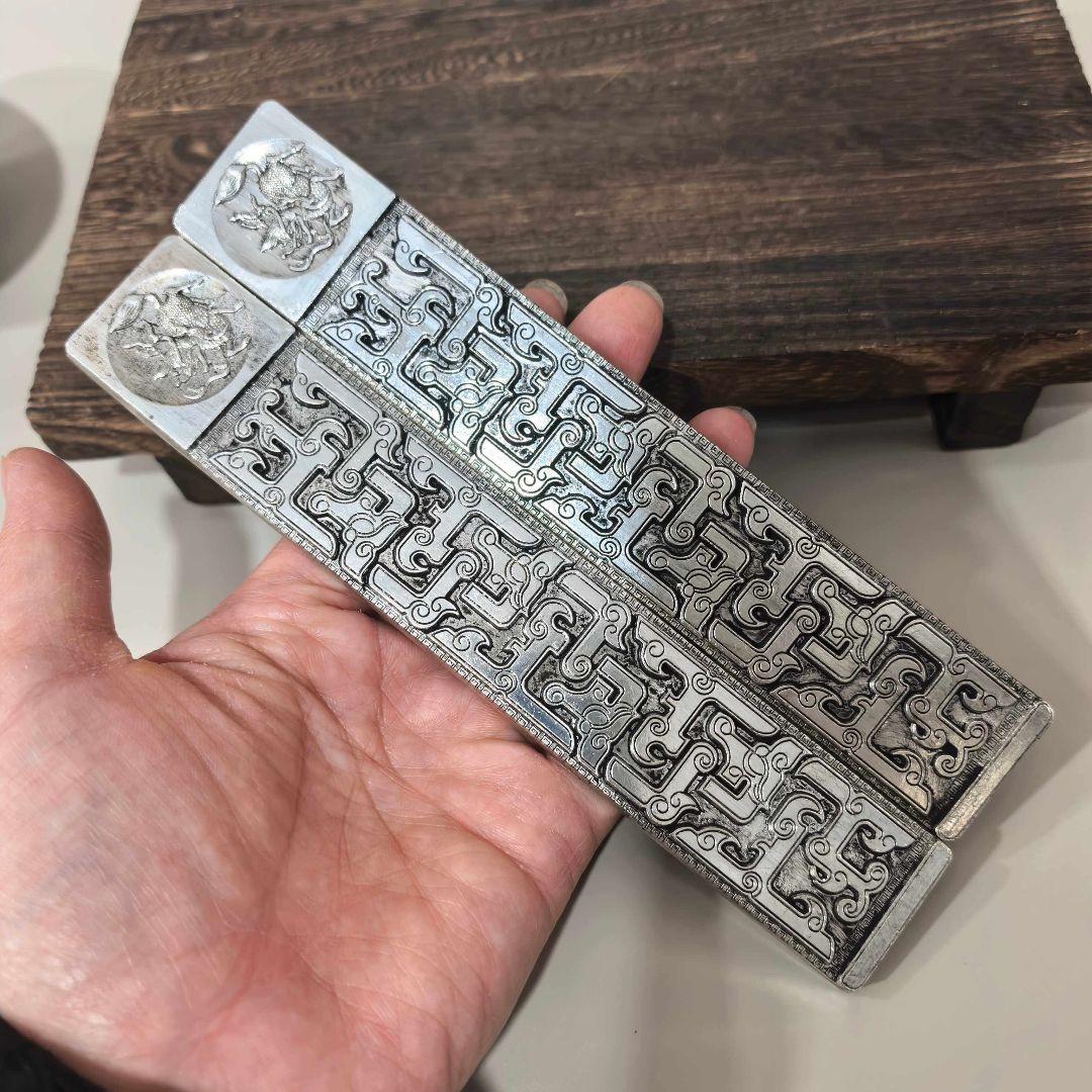 銅器 鎮尺 鎮紙 文房四宝 圧尺 一対 工芸品 置物