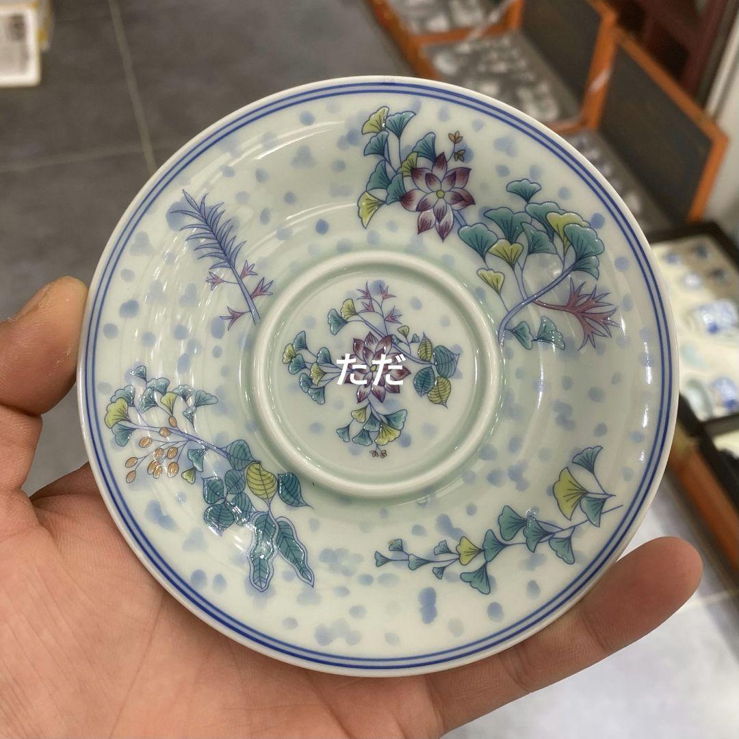 景徳鎮 陶磁器 銀杏花三才蓋碗 茶杯 茶道具 煎茶器 新品未使用
