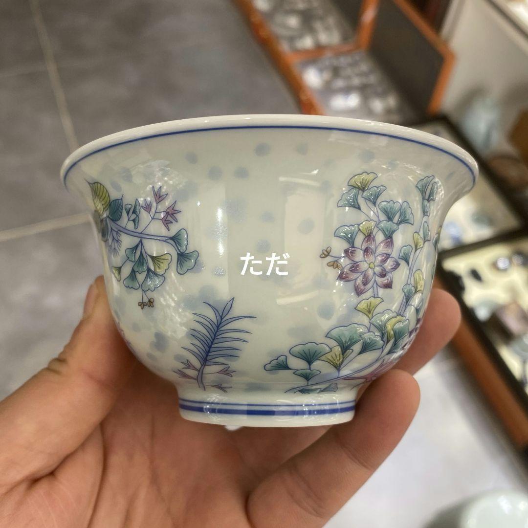 景徳鎮 陶磁器 銀杏花三才蓋碗 茶杯 茶道具 煎茶器 新品未使用