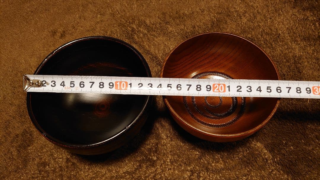 輪島塗　漆器　布着　朱塗　栗色　椀　２種　２客