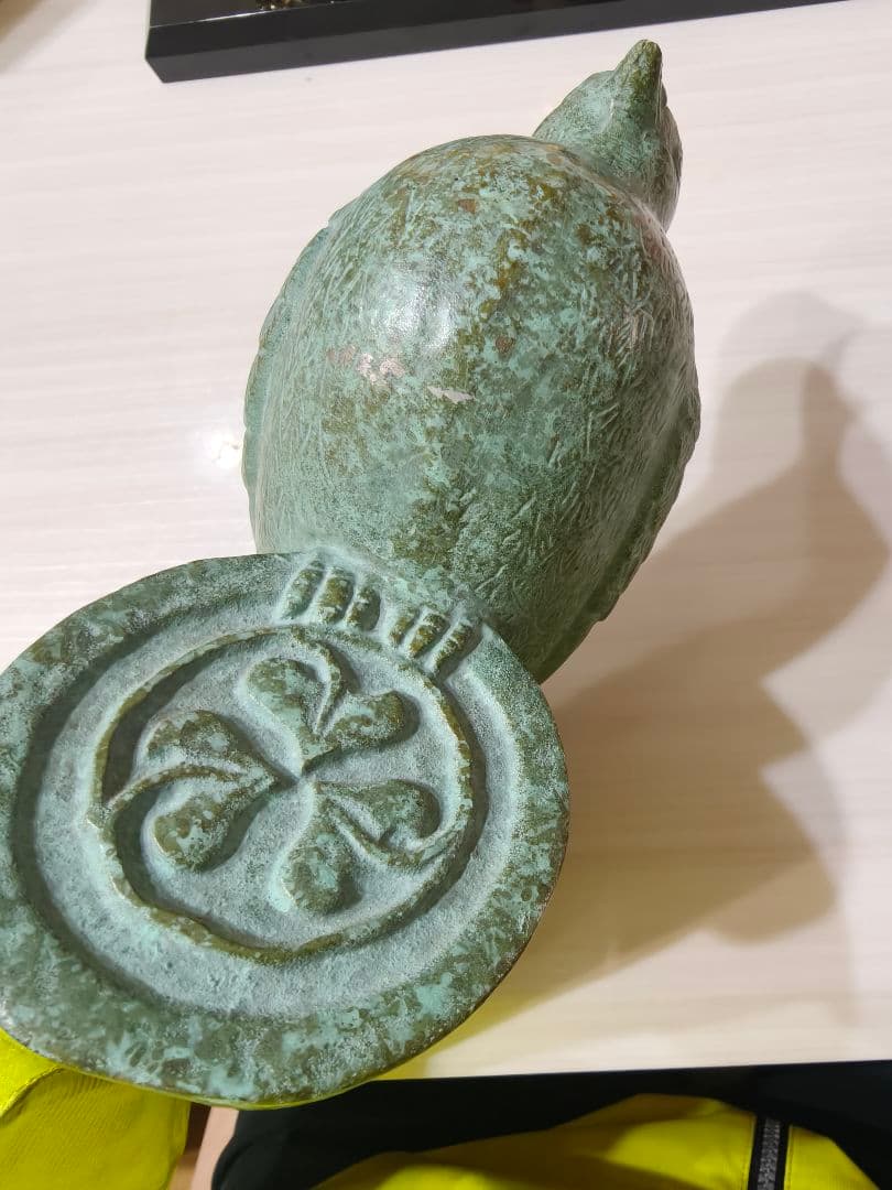 古民家 鳩飾り 瓦飾 屋根飾り 青錆 金属製 中古