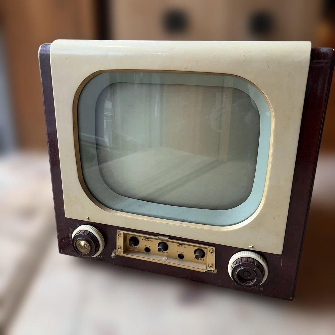 14da 東芝 テレビ　昭和レトロ　木製　木造　ブラウン管　白黒　真空管