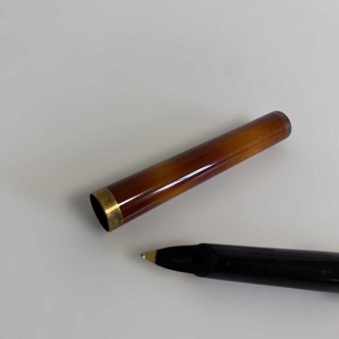 S.T.DUPONT デュポン ブラウン木目調 万年筆 金属装飾付き 都彰