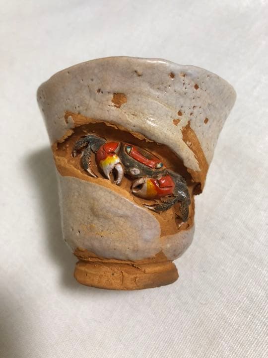 極上精密　天神蟹刻　ぐい呑　湯呑　酒盃　紙箱　茶道具　蟹細工　古美術品　水月焼