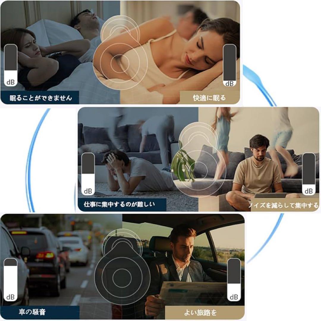 ⭐️睡眠用耳栓 安眠 防音 携帯収納ポーチ付き 2ペア