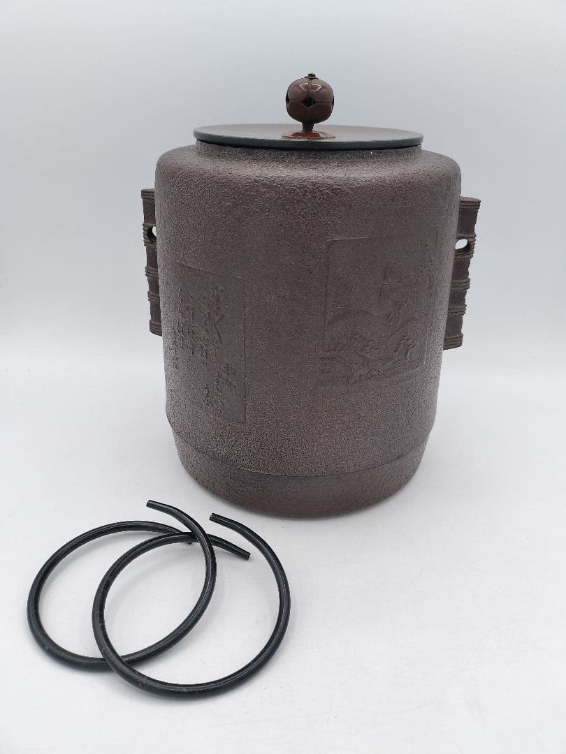 c908 風炉釜 色絵 高橋敬典 木箱 茶道具 古物