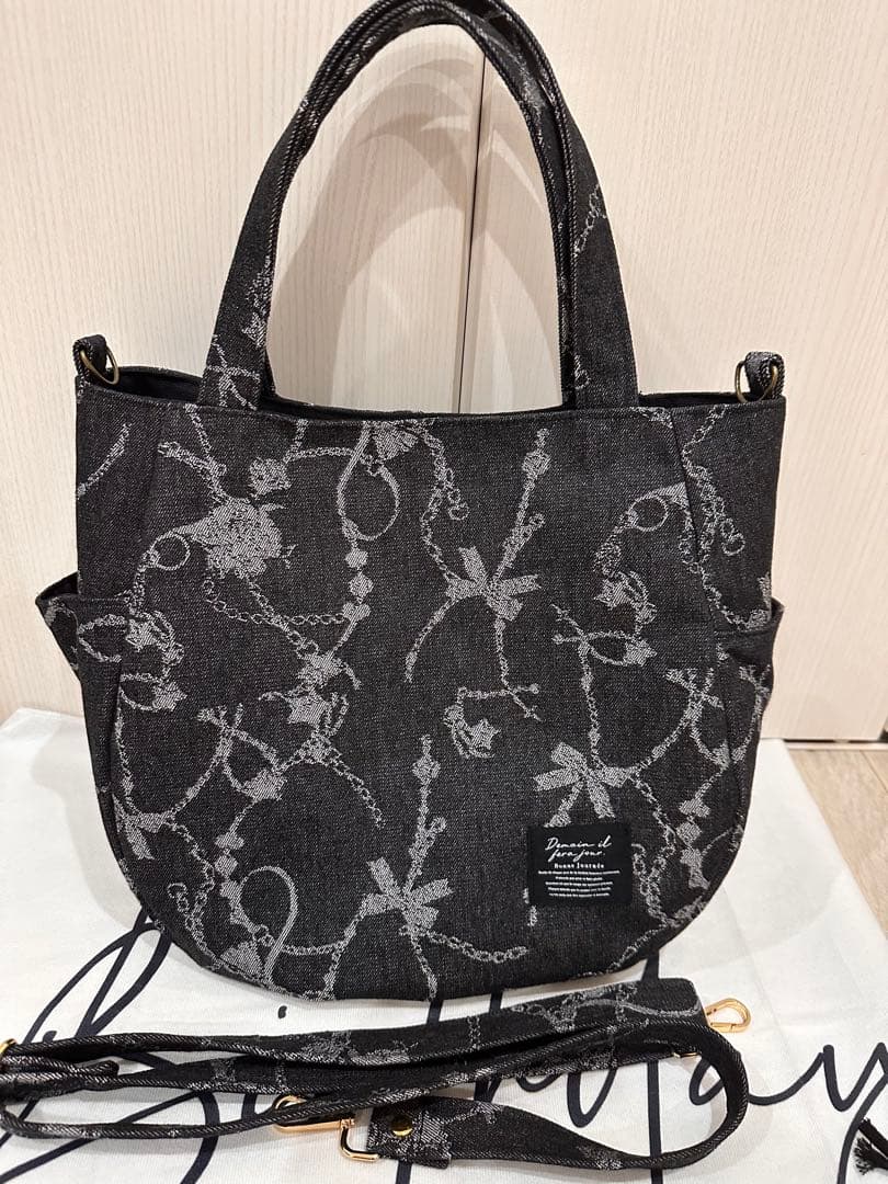 新品黒リボンデニムジーンズリメイクバック２点おまとめお取り置き用
