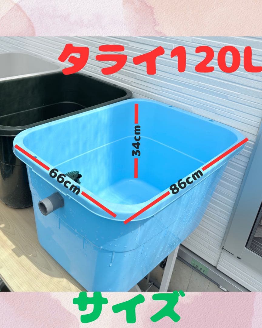 メダカ飼育ケース オーバーフロー(たらい120L)メダカ飼育 容器たらい