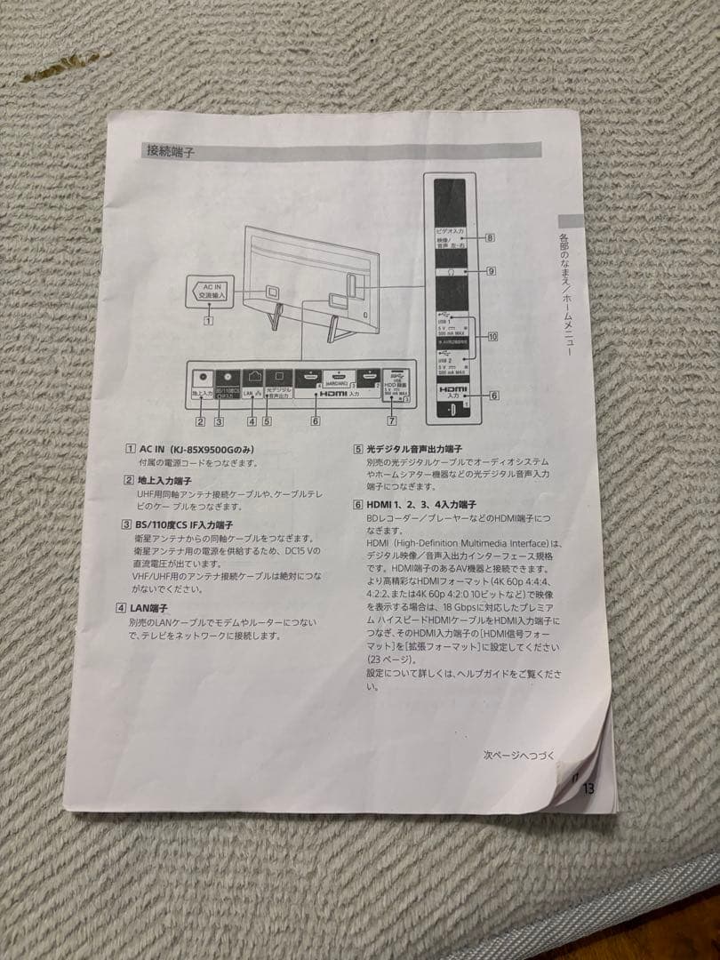 SONY KJ-55X9500G ジャンク品