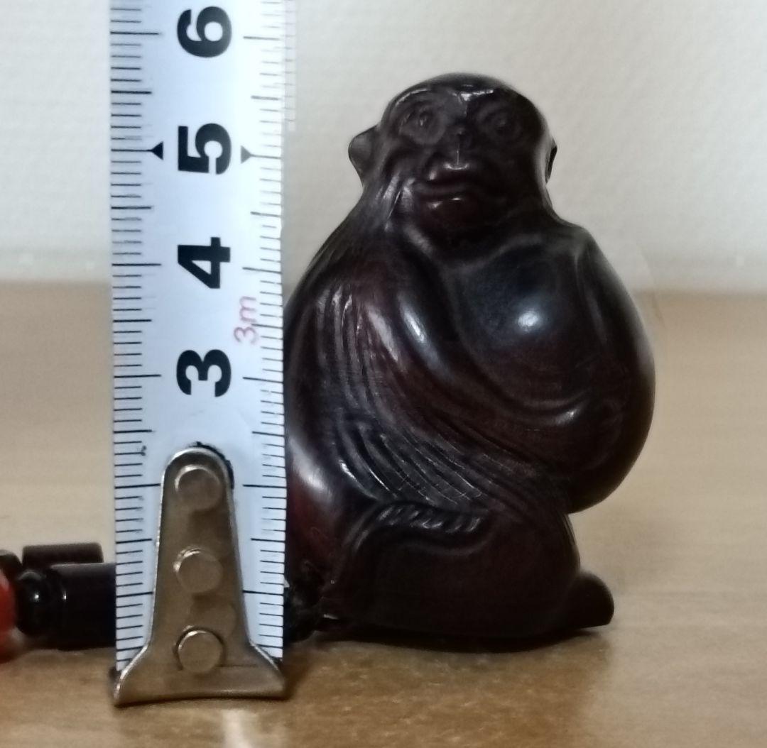 木彫 根付 猿 栗 　柘植 時代物 提げ物