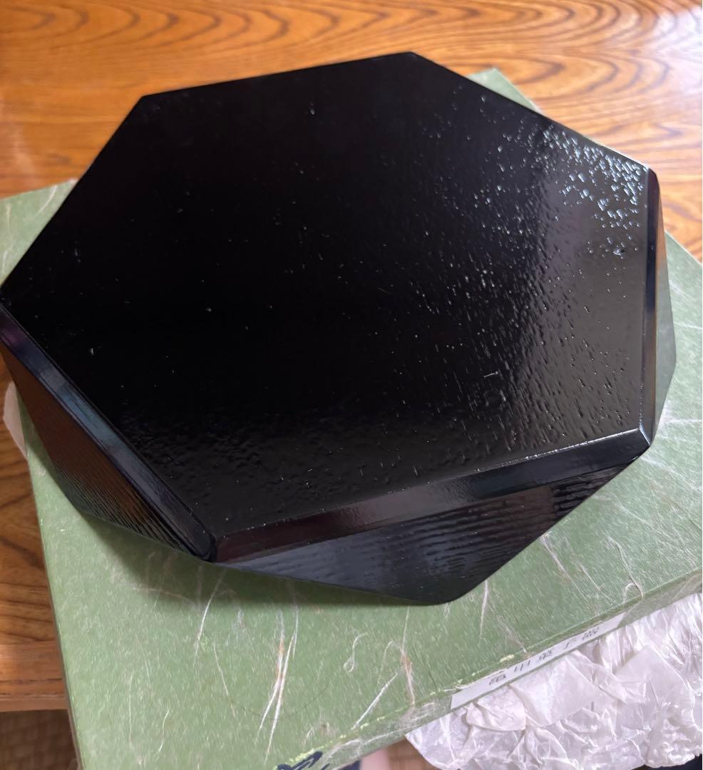 高級漆器 亀甲盆 六角 金箔 川瀬表完作