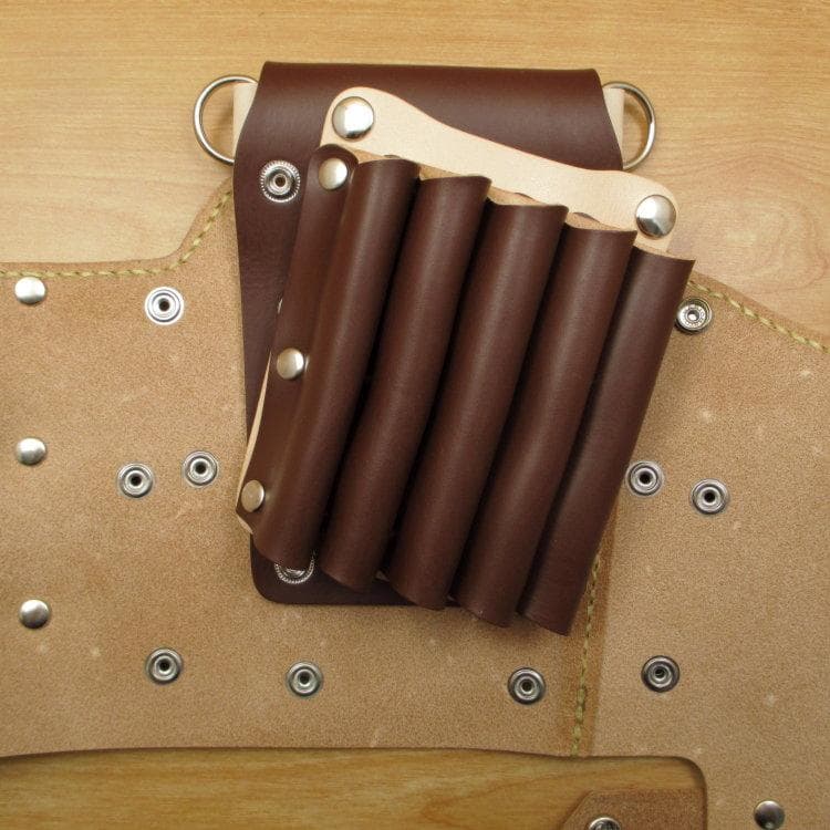 ブラウン＆カラフル　８丁差し　本革シザーケース　SCA-143/CBA