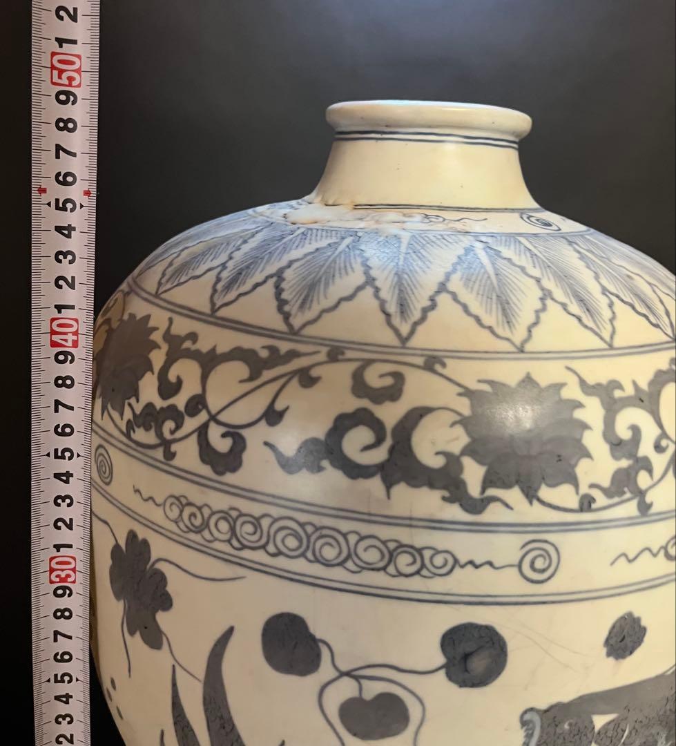 青花魚藻文大壺　古美術　骨董　中国美術　アンティーク