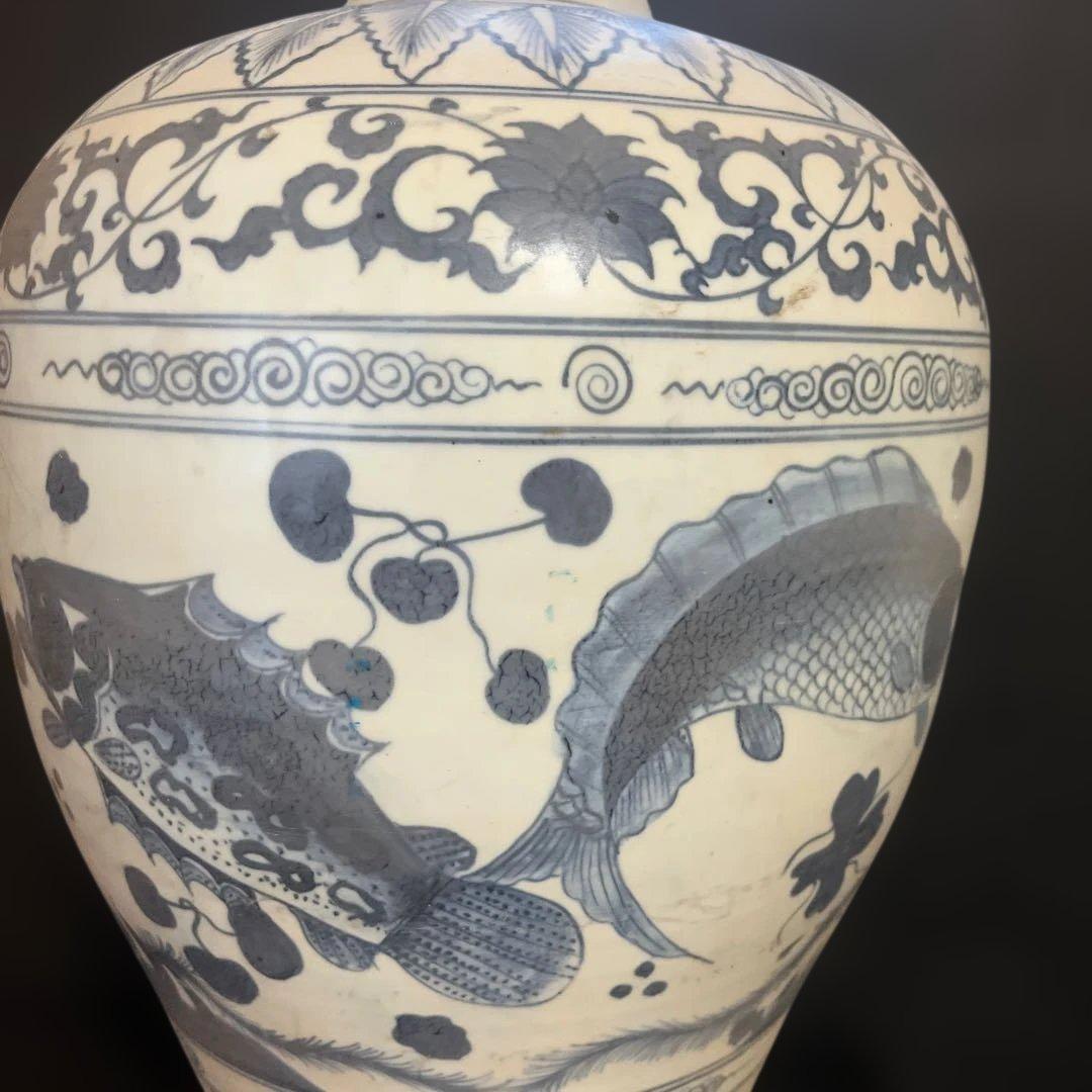青花魚藻文大壺　古美術　骨董　中国美術　アンティーク
