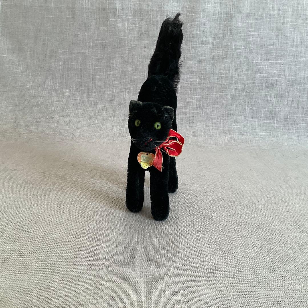 ヴィンテージ　ブラックキャット　トムキャット　シュタイフ　置物　ドイツ