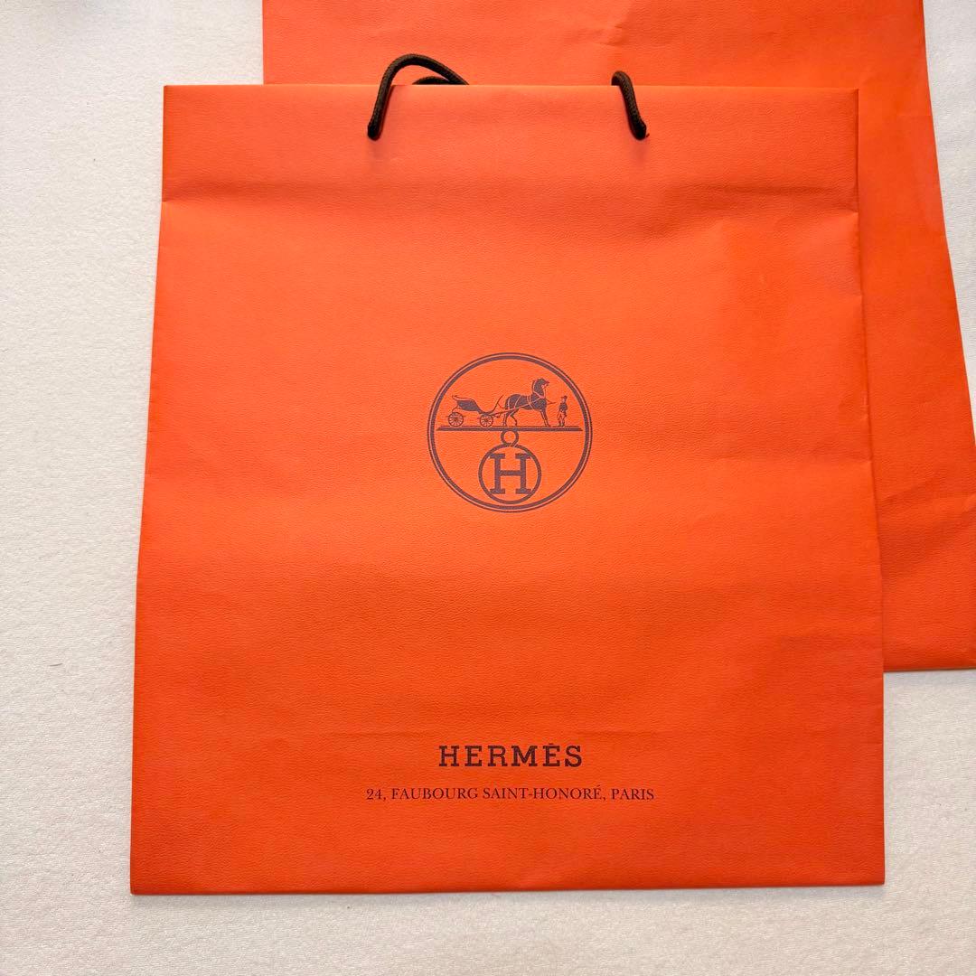 【美品希少】HERMES エルメス オレンジ ショップ袋 7枚 42 × 47