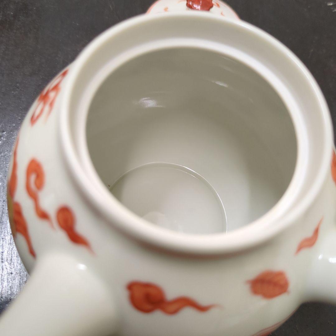 煎茶道具　和煌 北村和煌作 赤絵 金彩雲鶴文　急須　茶道具　煎茶
