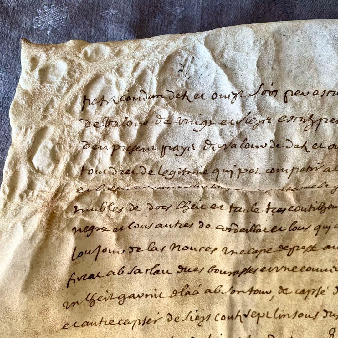 羊皮紙のマニュスクリ②18世紀カリグラフィー　紙もの　古書　フランスアンティーク