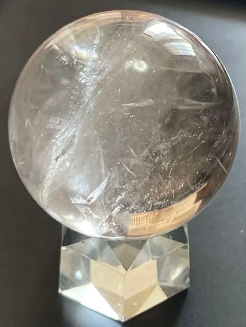 【匿名配送】 お蔵整理 天然石 水晶玉 2個セット 骨董 4㎝玉 ファントム