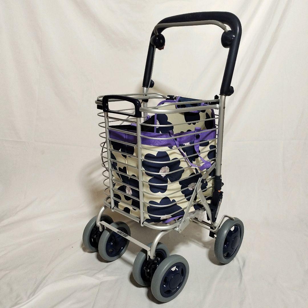 ユーバ産業 ブレーキ付 アルミワイヤーカート(花柄) アルミワイヤーカート