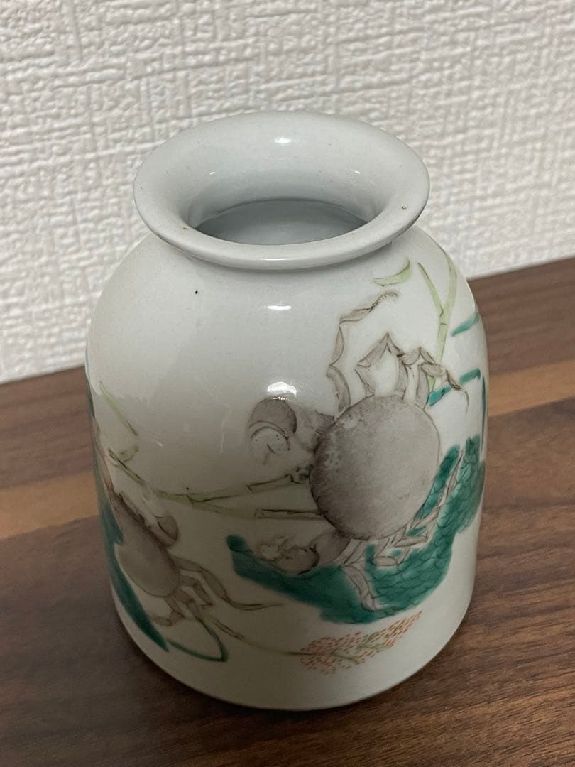 清時代 小花瓶 蟹図 色絵 一輪挿し 花器 中国古美術 美品