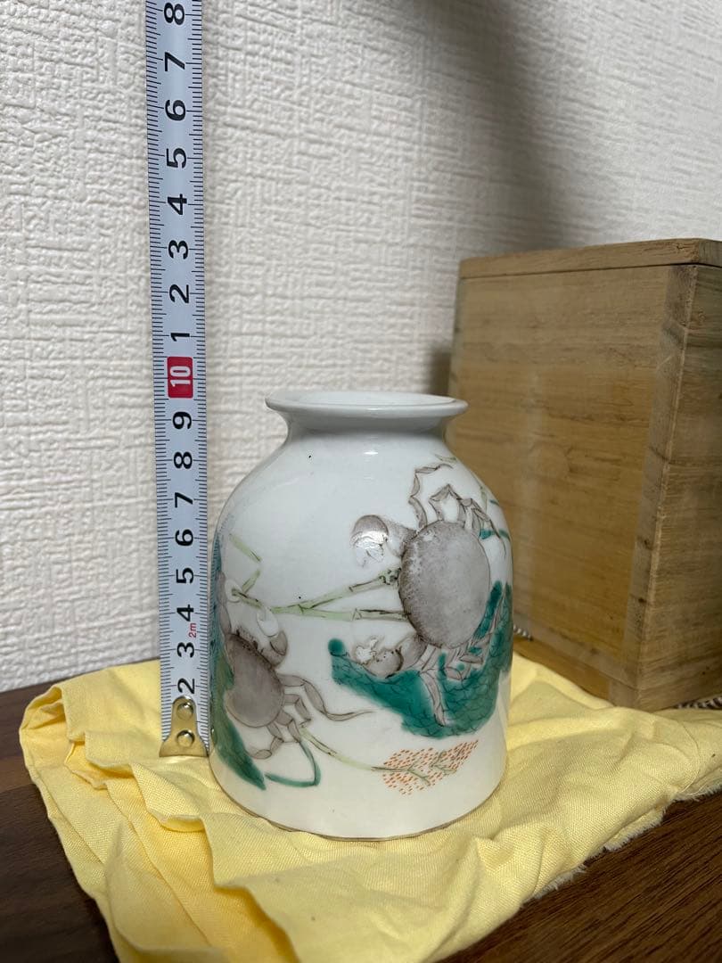 清時代 小花瓶 蟹図 色絵 一輪挿し 花器 中国古美術 美品
