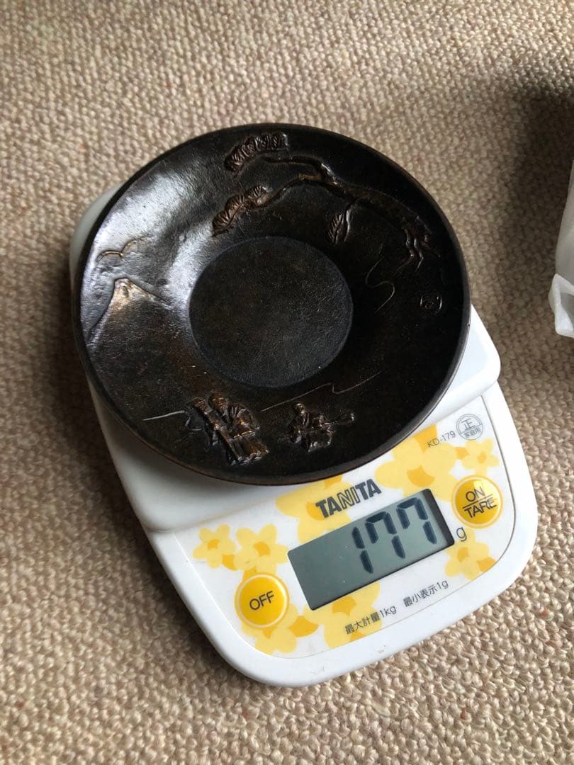 須賀月芳 氏作 黄銅 茶托 高砂 共箱入