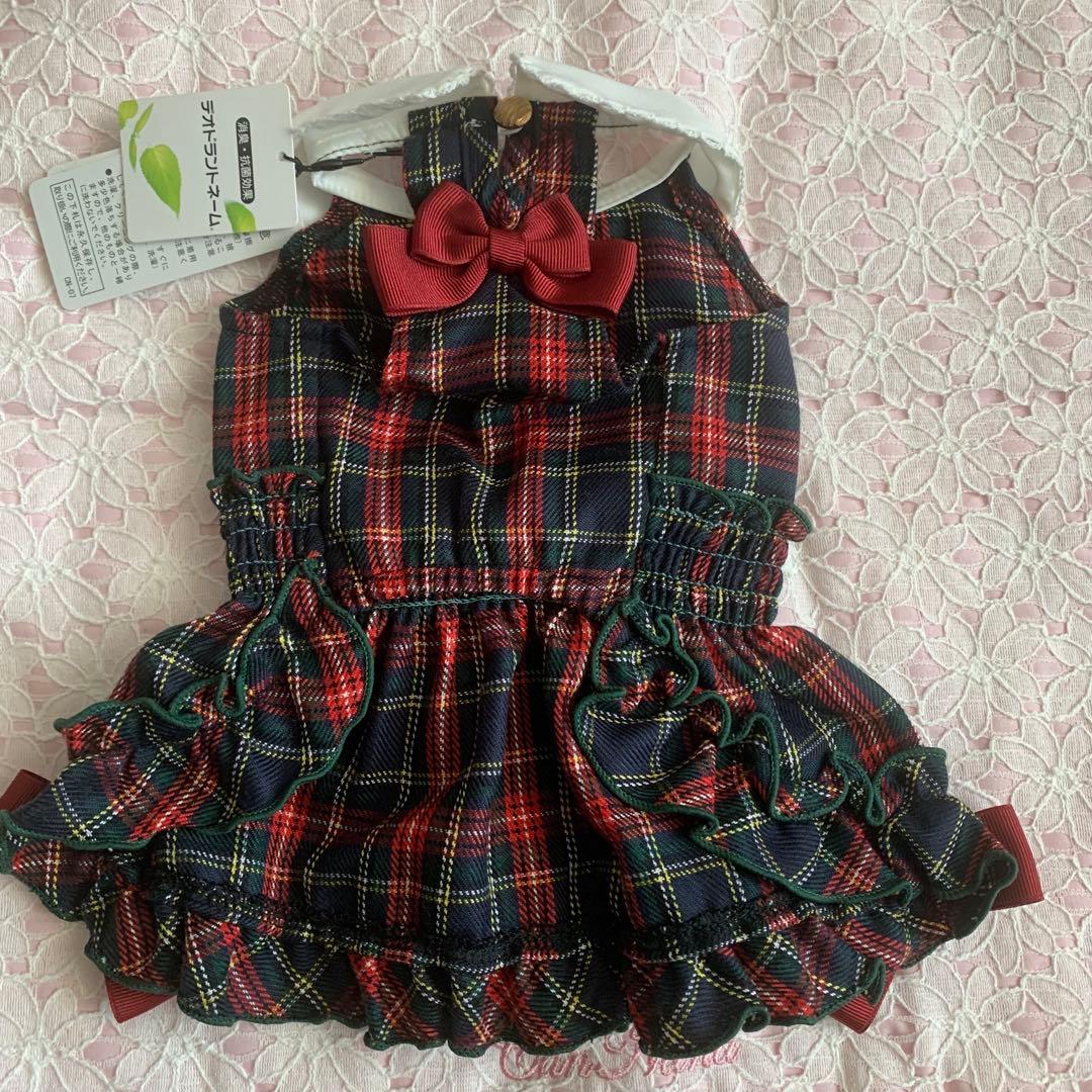 きゃんナナ　新品　ＳＳ　白襟タータンチェックワンピース　グリーン
