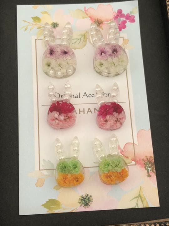ウサコかすみ草 ピアス イヤリング