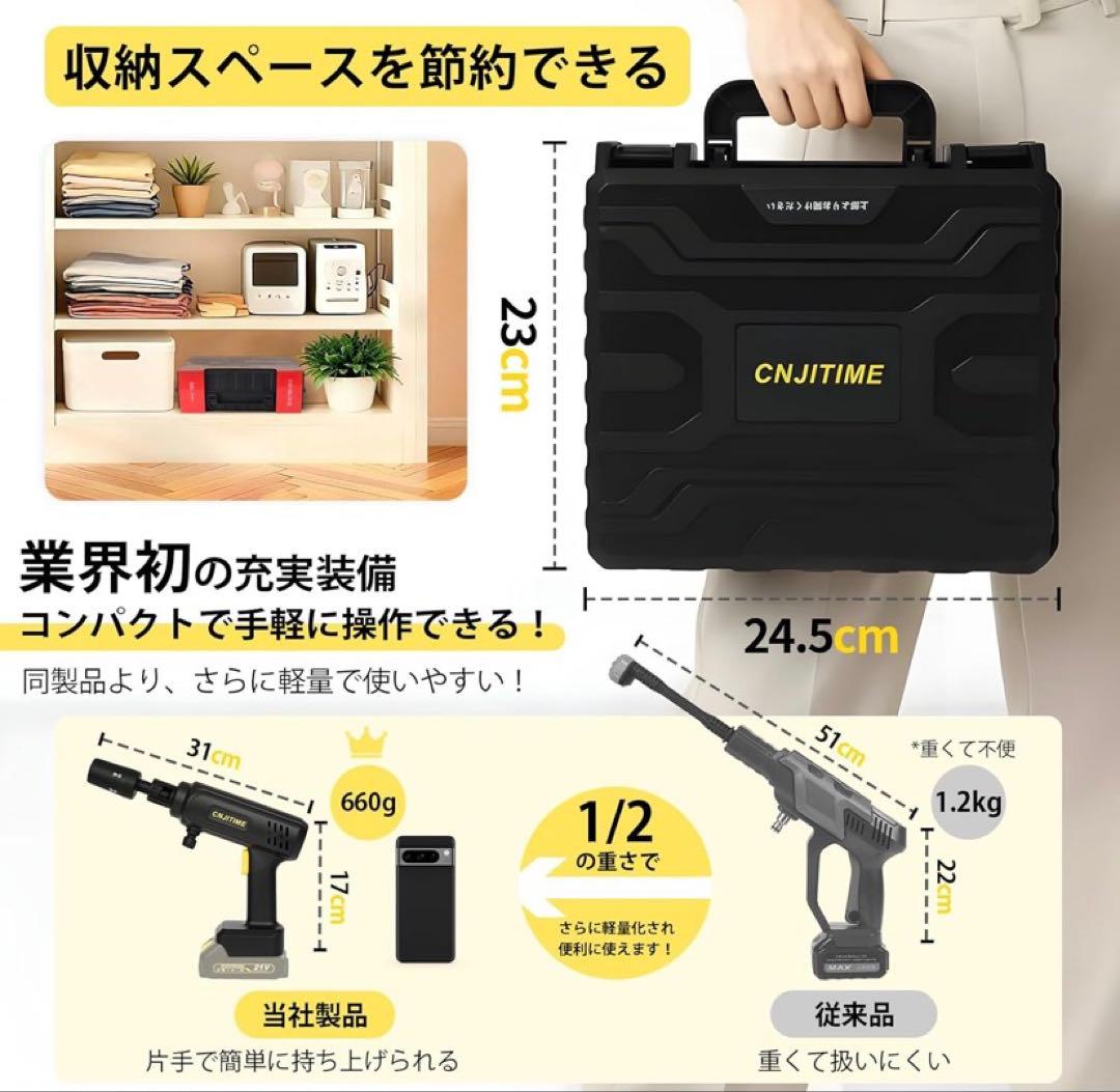高圧洗浄機【2026年新登場・軽量版・コードレス・9MPa】PSE認証済