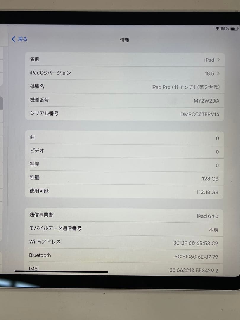 iPad Pro （11インチ）（第2世代）128GB