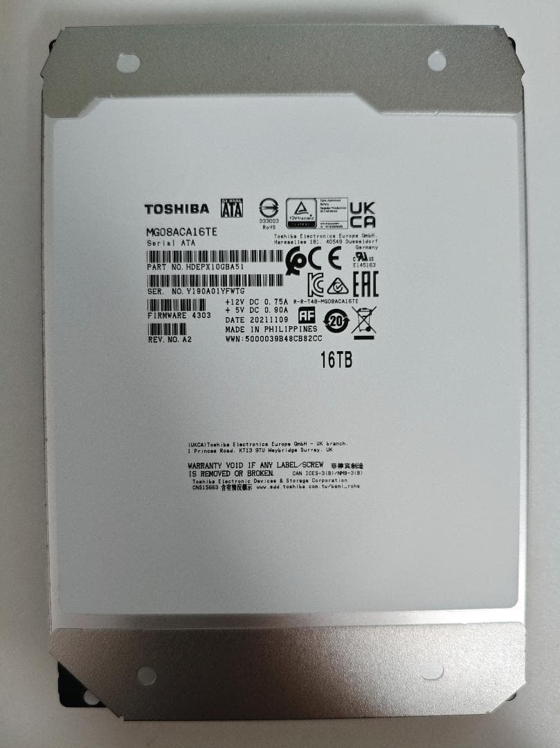 東芝 3.5インチ内蔵HDD 16TB (MN08ACA16T)