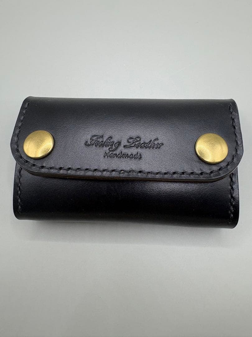 コンパクト財布　HORWEEN　クロムエクセル(ホーウィン社)　茶芯ブラック②