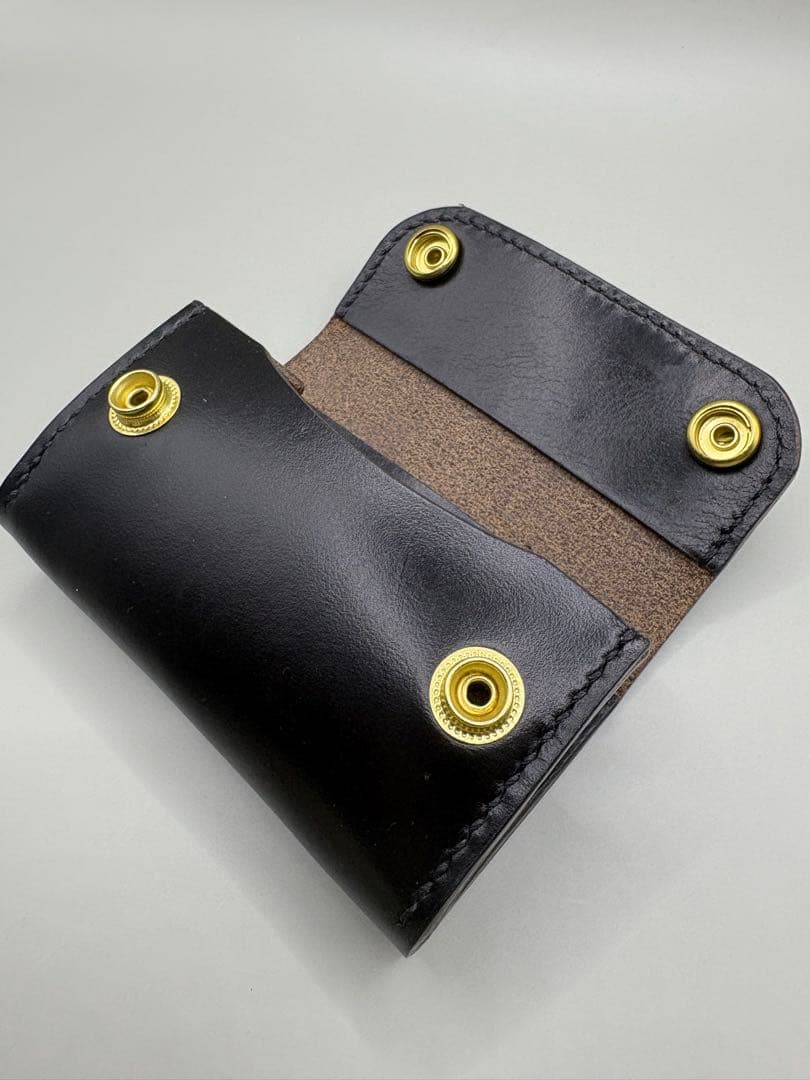 コンパクト財布　HORWEEN　クロムエクセル(ホーウィン社)　茶芯ブラック②