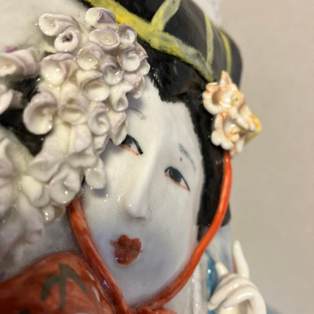 陶器製　立体羽子板置物　舞妓芸者　お正月　縁起物　かんざし