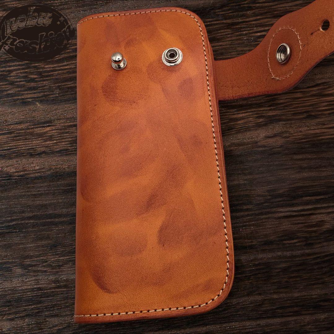 ロングウォレット 本革　革財布　ハンドメイド　ブラウン