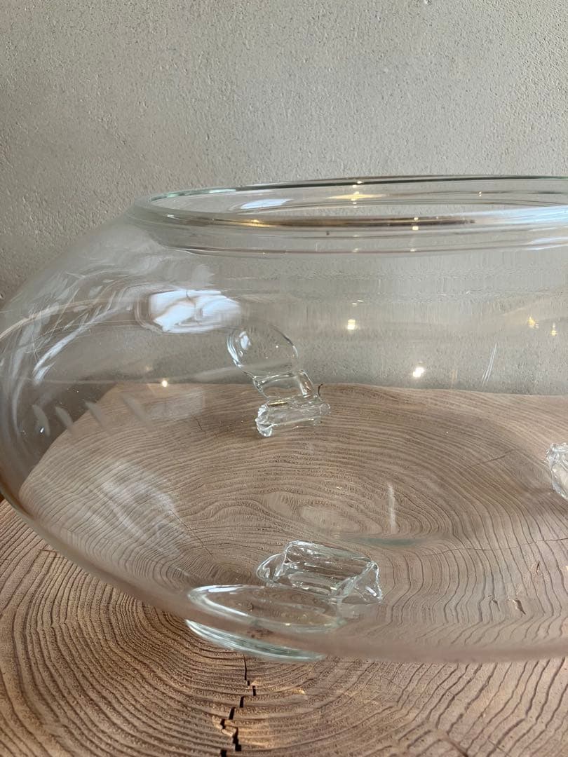 水鉢　金魚鉢　花器　足付きガラス鉢レトロ