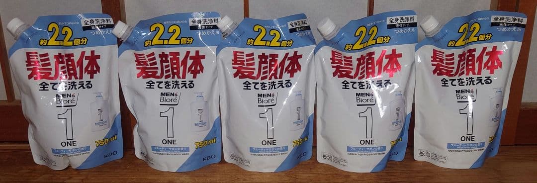 新品 メンズビオレONEオールインワン洗浄料フルーティーサボン詰替え750ml