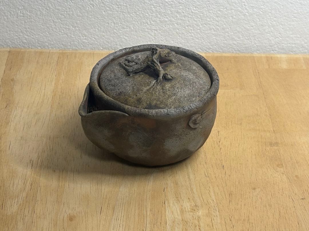 82.備前焼 宝瓶 登り窯 梅 うめ 手びねり 急須