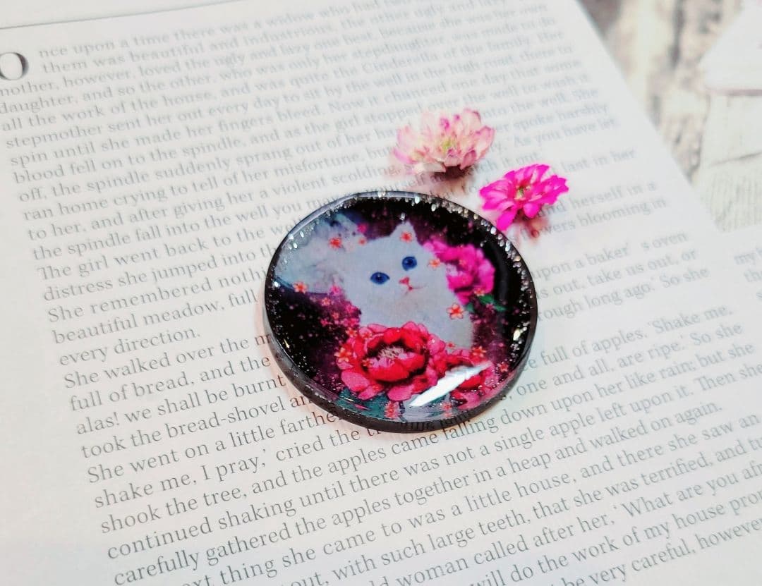NO.88❤黒猫❤お花❤レジンヘアゴム