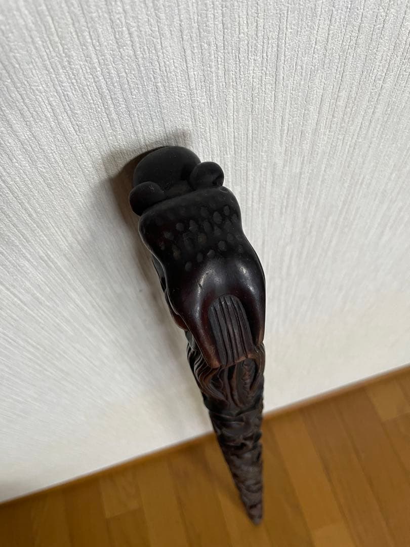 アンティーク 龍杖 竜の杖 木製つえ スティック ステッキ 木目 木彫り 彫刻
