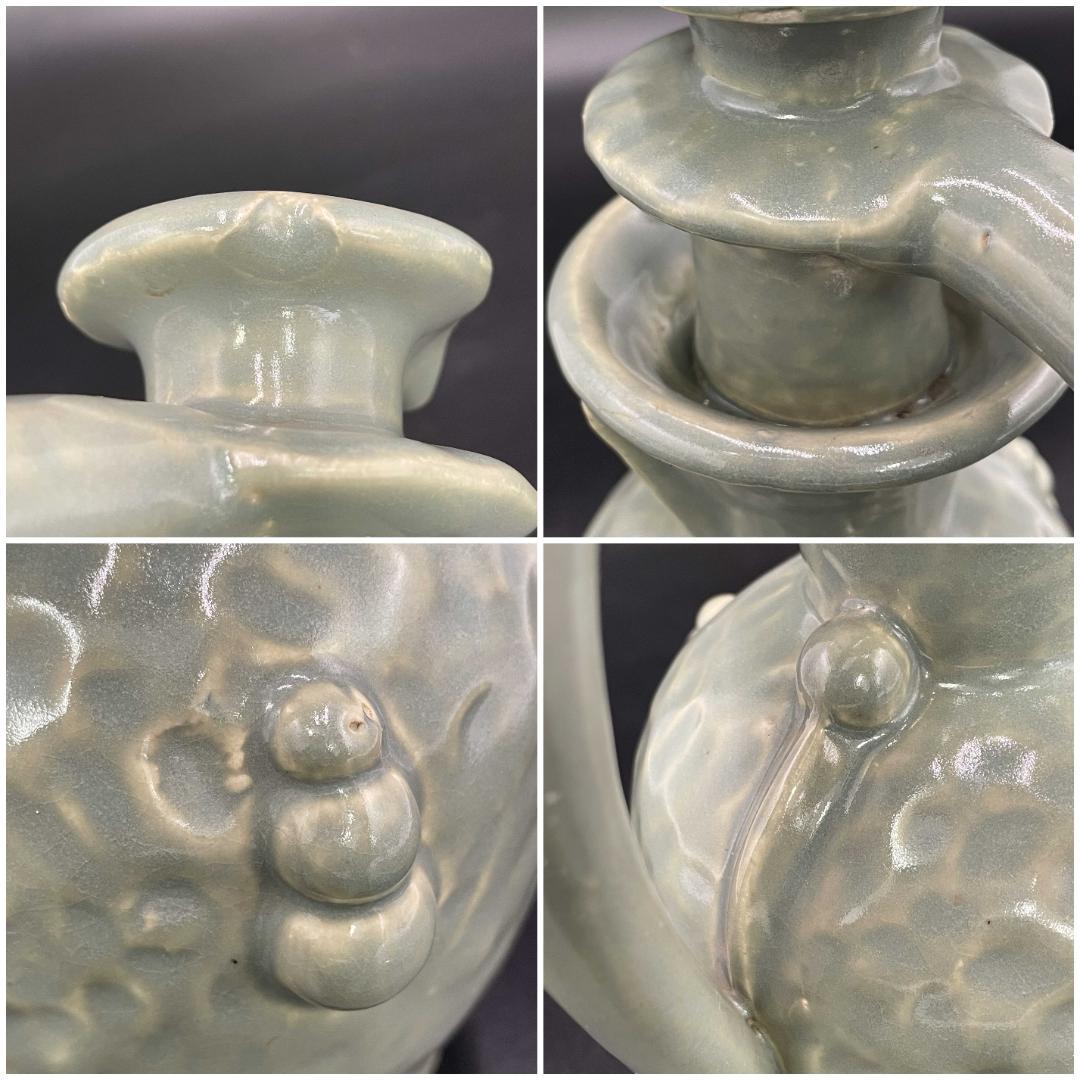 青白磁 陽刻葉紋 水注 影青 水注 注壺 酒注 高さ22.5cm R8SA27